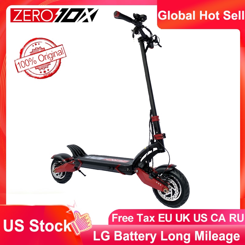 US-Lager Original Zero 10X Scooter 10-Zoll-Doppelmotor-Hochgeschwindigkeits-Elektroroller 60 V 2400 W E-Scooter 65 km / h Kostenlose Geschenke