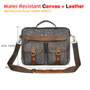 Le'aokuu hombres cuero real estilo antiguo café maletín negocios 13 "portátil casos adjunto bolsas de mensajero cartera B207-d