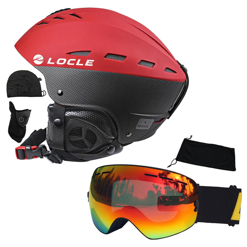 LOCLE Ski Helmet Men Outdoor Sports Skiing Helmet Women Kids CE Certification Ski Skateboard Snowboard Helmet S/M/L/XL 52-64cm