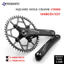PROWHEEL Bicycle Square Hole Sprocket 104BCD 170/175mm Crank 30/32/34/36/38/40/42/44/46/48/50/52T Narrow Chainrings MTB Crankset