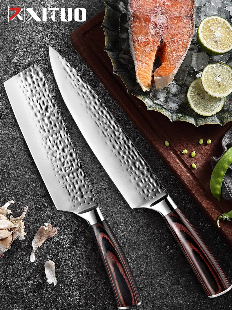 XITUO Kitchen Knife Chef 8 inch 7" Stainless Steel Knives Sushi Meat Santoku Japanese 7CR17 440C High Carbon Knife Cooking