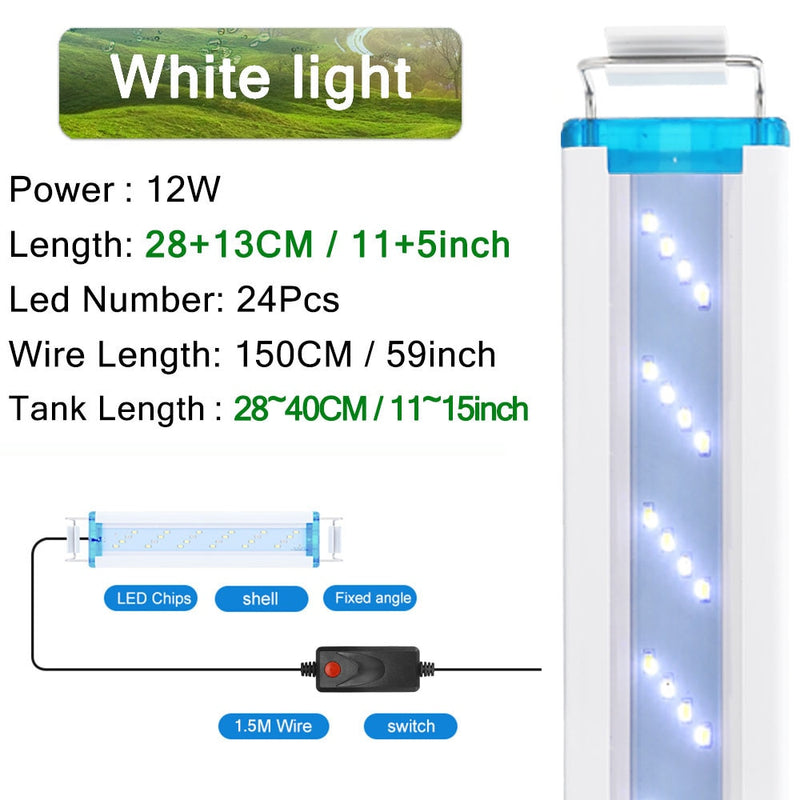 18-75 CM Super Slim LEDs Aquarium Beleuchtung Wasserpflanze Licht Erweiterbar Wasserdicht Clip auf Lampe Für Aquarium 90-260 V