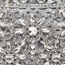 Boutique De FGG flor corona Minaudiere embrague plata cristal noche bolso mujer fiesta graduación bolso nupcial embragues boda monedero