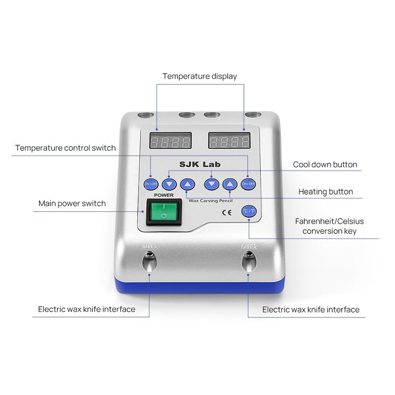 AZDENT encerador eléctrico cuchillo de cera tallado equipo de laboratorio Dental encerador eléctrico cuchillo de tallado contiene 6 puntas de cera + 2 bolígrafos herramientas dentales