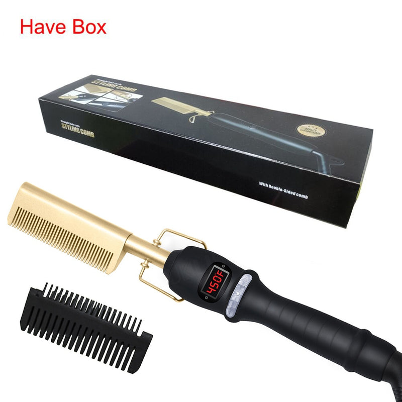 Heating Comb Straightener Electric Hot Comb Flat Iron Hair Straightening Brush Smoothing Iron Comb Hair Straightener Brush