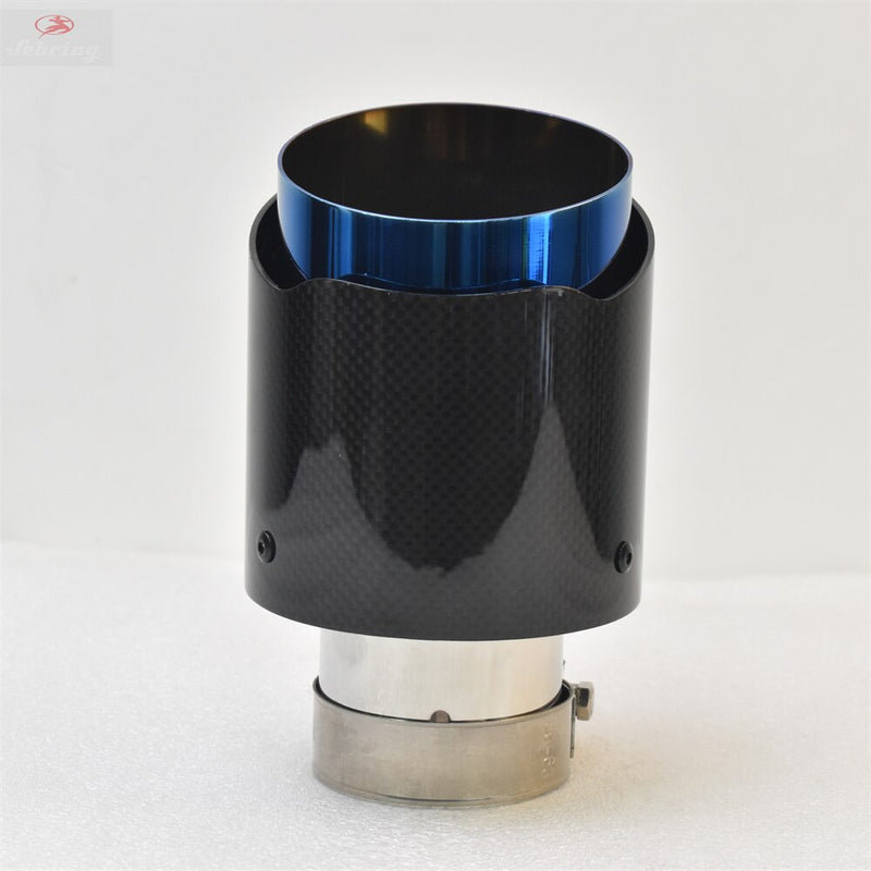 1PC Single Car Exhaust tip Blue Pipe  Glossy  Plain Carbon Muffler pipe for CX-4 E71