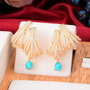 GODKI Luxury DOUBLE CLAWS STUD Earrings Trendy Cubic Zircon Indian gold earrings for women Wedding Engagement Party JEWELRY GIFT