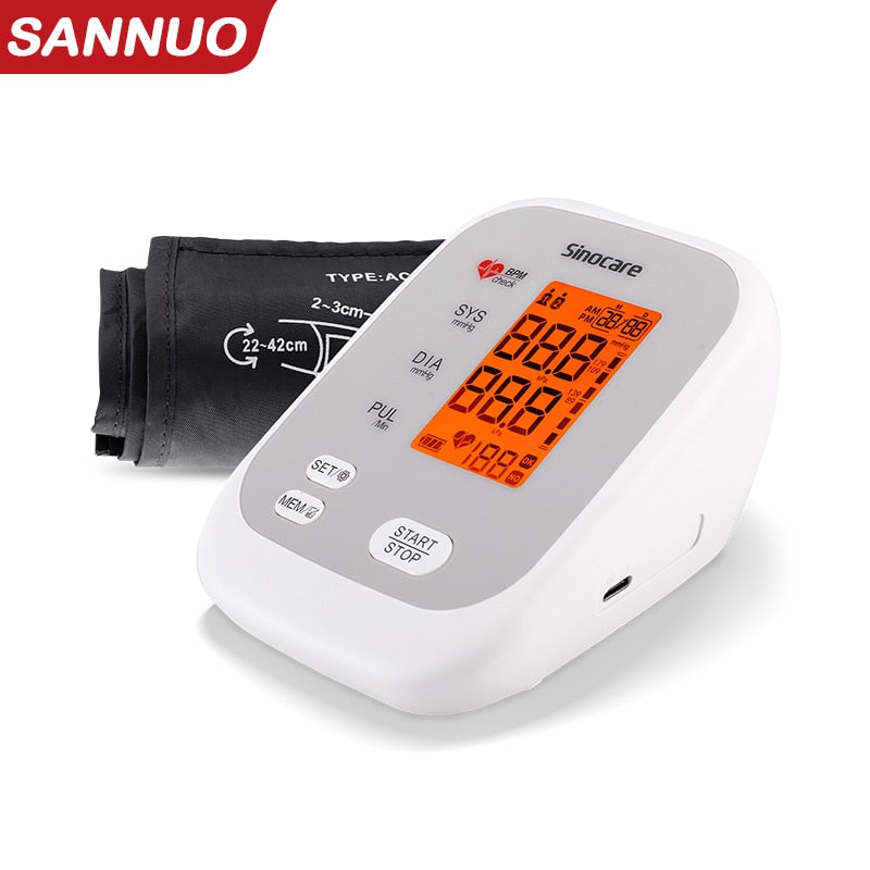 Sannuo Blood Pressure Monitor Upper Arm Blood Pressure Cuff Device Automatic Digital BP Machine Heart Rate Pulse Monitor Voice