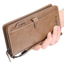 Recién llegado, billeteras de cuero para hombre, billetera para teléfono con licencia de conducir de gran capacidad, bolso de mano informal para hombre, monederos con cremallera larga, Carteir