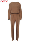 OOTN Office Lady High Waist Khaki Pants Women 2022 Autumn Fashion Casual Trousers Zipper Pocket Solid Female Brown Pencil Pants