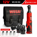 WOSAI 45NM Cordless Electric Wrench 12V 3/8 Ratchet Wrench set Angle Drill Screwdriver to Removal Screw Nut Car Repair Tool