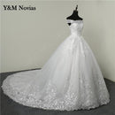 Real Vedio Luxury Lace Applique Plus Size Wedding Dress Embroidery 2022 New Long Train Sweetheart Bride Gown Vestidos De Noiva