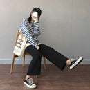 Cusual Pants Women Spring Summer Ankle-length Loose Wide Leg Elastic High Waist Oversize Black Simple Comfortable Elegant Ladies