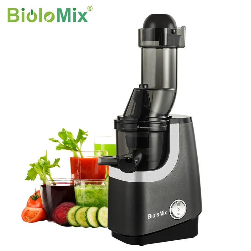 BioloMix Wide Chute Slow Masticating Juicer, BPA FREE Cold Press Juice Blender for High Nutrient Fruit and Vegetable Juice
