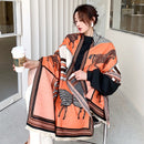 Luxury Winter Cashmere Scarf Women 2022 Design Warm Pashmina Blanket Horse Scarves Female Shawl Wraps Thick Foulard Bufanda