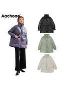 Aachoae Pure Winter Lightweight Down Jacket Women Thick Warm Batwing Long Sleeve Loose Doudoune Pocket Ultra Light Duck Down