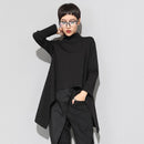 XITAO Vintage Black Turtle Neck T Shirt Women  Kawaii Casual Long Sleeve Irregular Tops Korean Clothes New ZLL1177