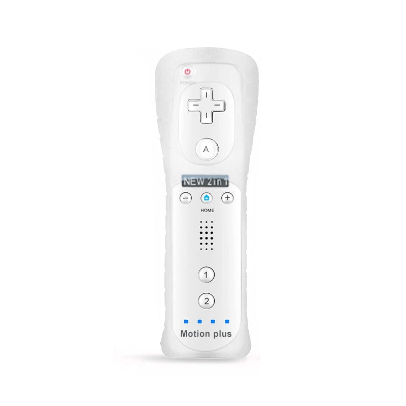 2 in 1 Wireless Remote Controller for Nunchuk Nintendo Wii Built-in Motion Plus Gamepad with Silicone Case Motion Sensor