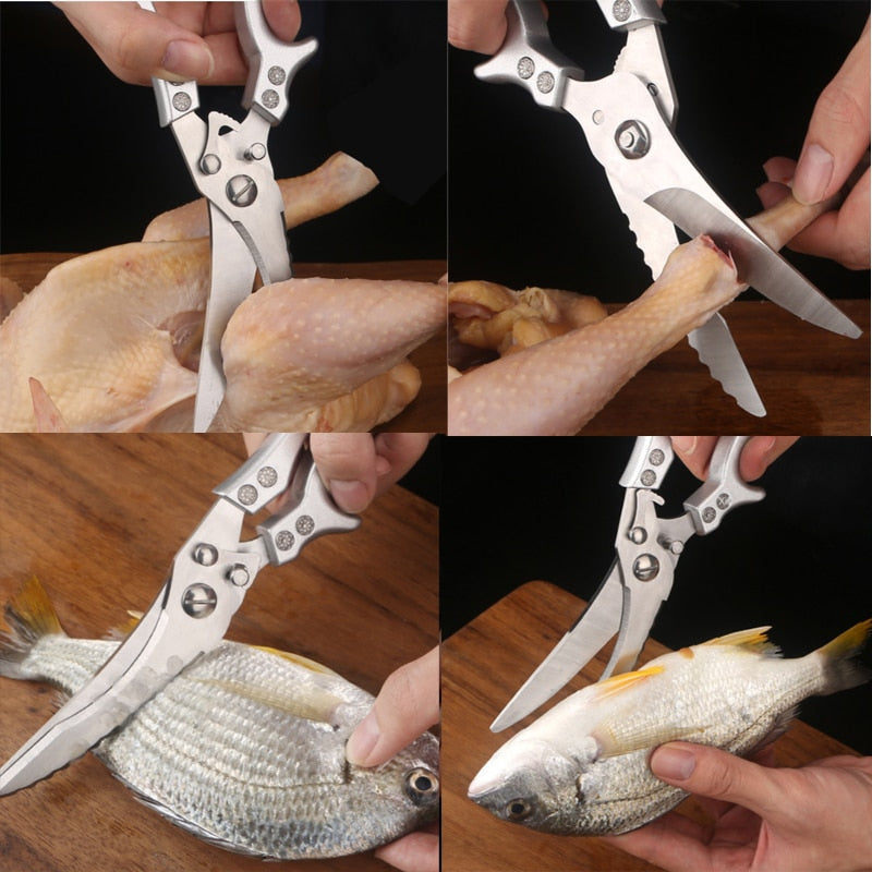 Küche Leistungsstarke Hühnerknochenschere Hühnerente Fischschneider Schere Edelstahlschere Waage Sauberes Kochscherenmesser