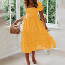 Vestidos Vintage Vintage Print Puff Sleeve Sommer Strand süße Kleider Casual Square Kragen Blumen Maxi langes Kleid 2022 festa