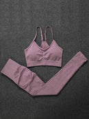 ATHVOTAR Two Piece Set Women Seamless Gym Sports Bra and High Waist Leggings Outfits Solid Color Fitness Tracksuit Women