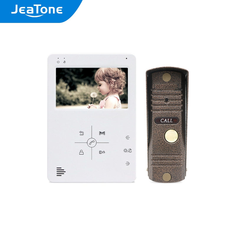 JeaTone Analog 1200TVL Home Security Video Intercom, Apartment Video Door Phone 4.3 Inches Monitor with Unlock and Dual-Way Talk