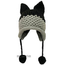 BomHCS Cute Fox Ears Beanie Winter Warm 100% Gorro de punto hecho a mano
