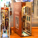 Cutebee DIY Book Nook Miniatures Shelf Insert Bookend Dollhouse Model Roombox Building Kit Wooden Bookshelf Toys Gifts 3D House