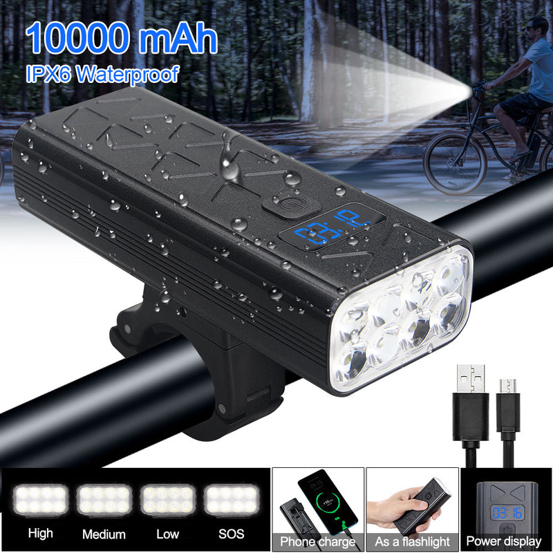 10000 mAh Battery Bike Lamp 5000LM Bright USB Charging Front Handlebar Headlight 2 LED/3 LED/5 LED/8 LED Bike Light for Cycling