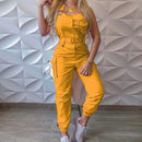 Strap Jumpsuit Women Loose Dungarees Long Rompers Summer Solid Pockets Cargo Pants Female Casual Work Out Playsuits Overalls