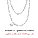 ORSA JEWELS Trendy Men Woman Figaro Chain Necklace 3.3/5/7mm Diamond-Cut Figaro Chain 925 Silver Jewelry Party Gift OSC34
