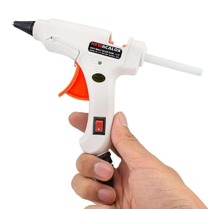NEWACALOX 20W 220V Hot Melt Glue Gun with 20Pcs 7mm Glue Sticks Industrial Mini Guns Thermo Gluegun Heat Temperature Tool
