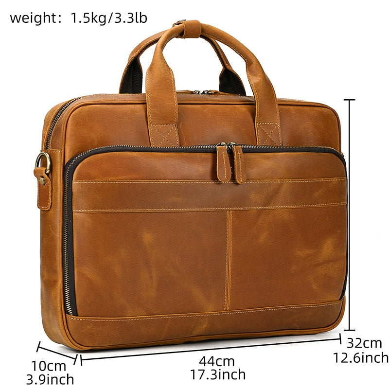 MAHEU Herren Aktentasche Echtes Leder Laptoptasche 15,6" PC Arzt Anwalt Computertasche Rindsleder Herren Aktentasche Rindsleder Herrentasche