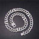 Necklace +Watch+Bracelet Hip Hop Miami Curb Cuban Chain Gold Color Iced Out Paved Rhinestones CZ Bling Rapper For Men Jewelry