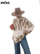 Aproms Multi Striped Knitted Soft  Sweaters Women Autumn Winter Long Jumpers Pullovers Streetwear Loose Outerwear 2022