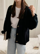 Colorfaith New 2022 Winter Spring Women's Sweaters V-Neck Buttons Cardigans Oversized Fashionable Korean Lady Knitwears SWC18190