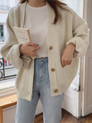 Colorfaith New 2022 Winter Spring Women's Sweaters V-Neck Buttons Cardigans Oversized Fashionable Korean Lady Knitwears SWC18190