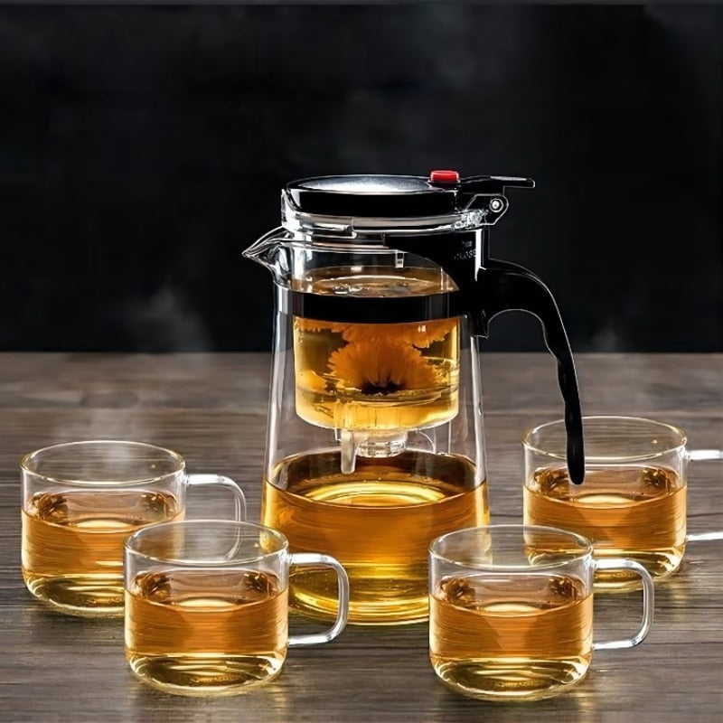 Teteras de vidrio resistente al calor, infusor de té, juego de té kungfú chino, hervidor de agua, fabricante de vidrio para café, convenientes juegos de té de oficina
