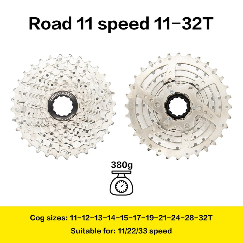 ThinkRider Road Bike 9 10 11 Speed Velocidade 28T/32T Bicycle Cassette Freewheel MTB Sprocket for SHIMANO A1 X7 X5