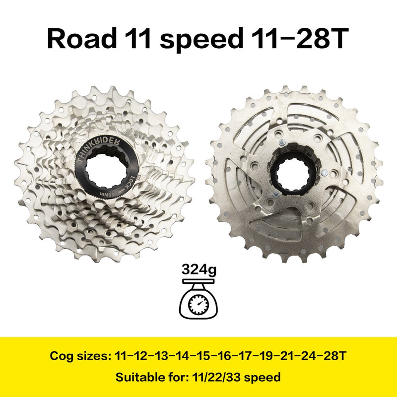 ThinkRider Road Bike 9 10 11 Speed ​​Velocidade 28T/32T Cassette de bicicleta Freewheel MTB Sprocket para SHIMANO A1 X7 X5