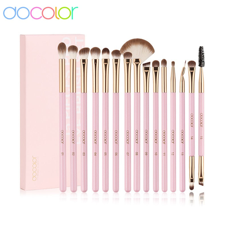 Docolor Eyes Make-up-Pinsel 15 / 16pcs Bunte professionelle Make-up-Pinsel Augenbrauen-Lidschatten-Eyeliner Blending Make-up-Pinsel-Set