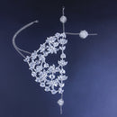 Stonefans, moda de Halloween, máscara de media cara, joyería de diamantes de imitación para mujer, máscara facial de hoja de Color plateado ostentoso, joyería de baile de cristal