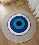 Hand-knitted evil eye pattern special design high quality and energizing handmade round carpet mat children teen room living roo