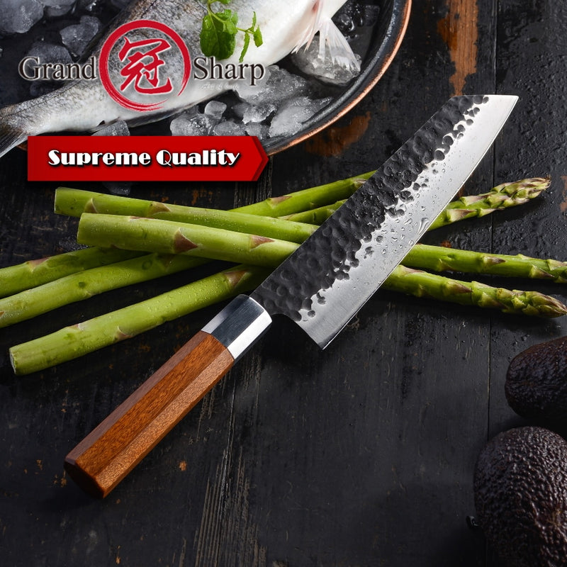 NUEVO 2019 Cuchillos de cocina japoneses Cuchillo Kiritsuke hecho a mano Herramientas de cocina para chef Mango de madera Productos ecológicos de alta calidad