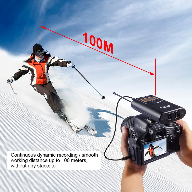 Comica CVM-WM100 UHF 48 Kanäle drahtloses Lavalier-Ansteckmikrofonsystem für Canon Nikon Sony DSLR-Kameras/Smartphones