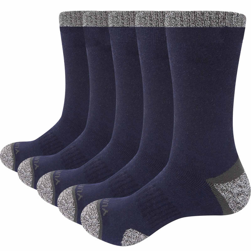 YUEDGE Men's Wick Thick Cushion Cotton Crew Sports Athletic Hiking Socks Winter Warm Socks For Male (5 Pair/Packs)