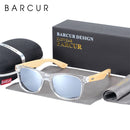BARCUR Classic Bamboo Sunglasses Wood Transparent Plastic Frame Women Men Polarized Sun Glasses With Box Free