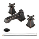 EZANDA Messing 2-Griff Weit verbreiteter Waschbecken Wasserhahn mit Metall Pop-Up Waschbecken Abfluss &amp; Zuleitungen, Ölgeriebene Bronze