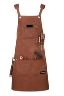 High quality wax canvas apron pockets & back cross straps with sturdy work apron for men & Women（brown）
