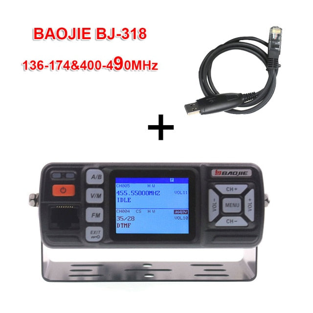 BAOJIE Walkie Talkie BJ-318 25W de doble banda 136-174 y 400-490MHz Car FM Radio BJ318 (versión actualizada de BJ-218)